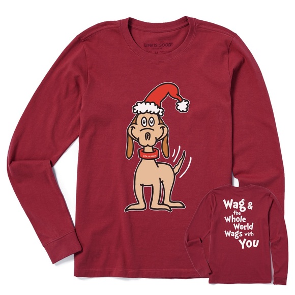Life Is Good Women's Max Wags with You Long Sleeve Crusher Tee, Size M, Grinch - Picture 1 of 10
